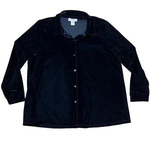 The Vermont County Store Wm’s Black Velvet Button Down Shirt Sz L
